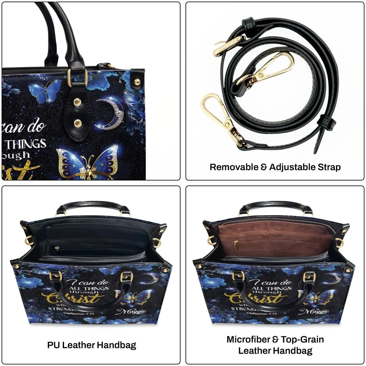 Personalized Leather Handbags For Woman - Christmas Gifts For Women - Christian Gifts