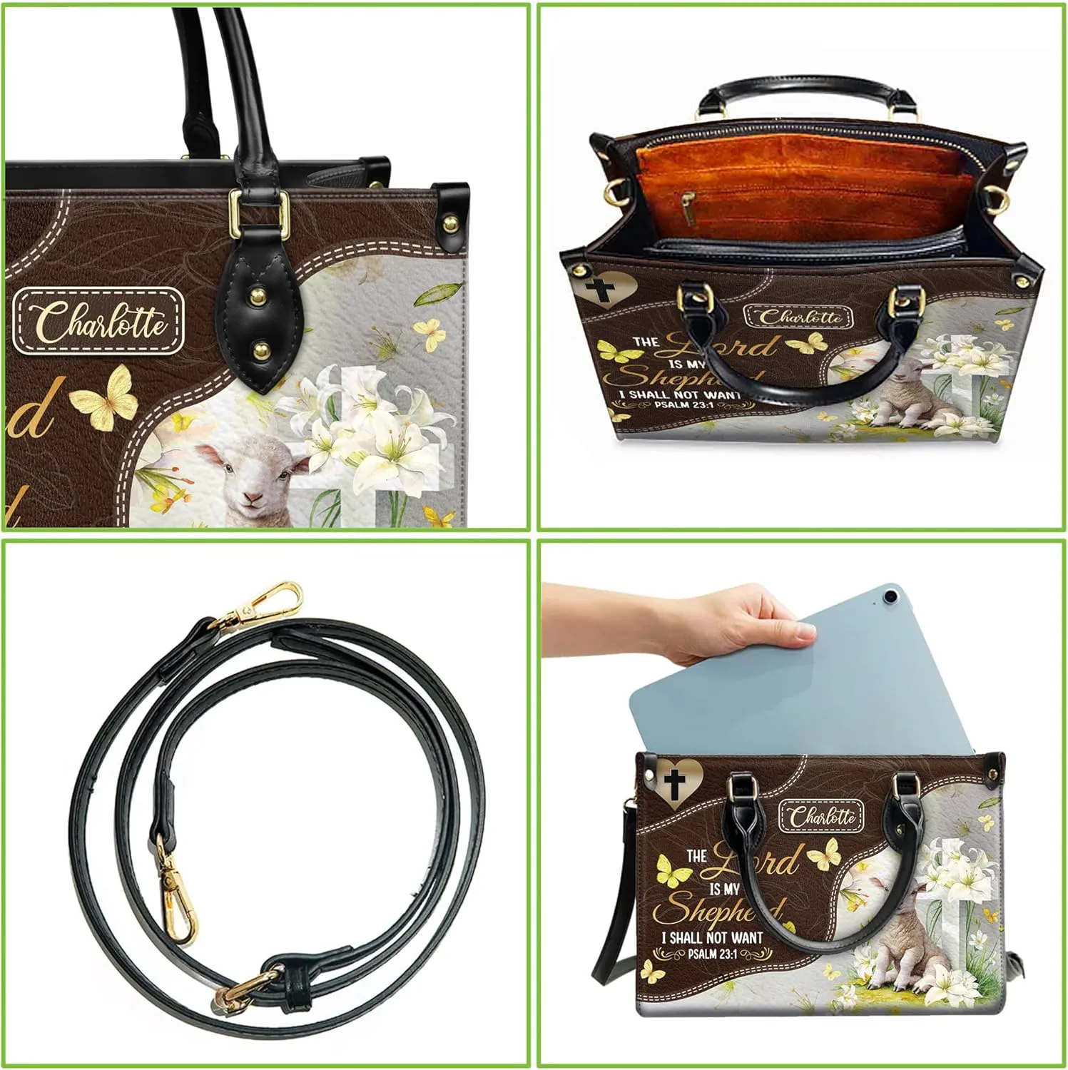 Personalized Leather Handbags with Name & Zipper – Perfect Christian Purses for Women | Ideal Mother's Day Gifts
