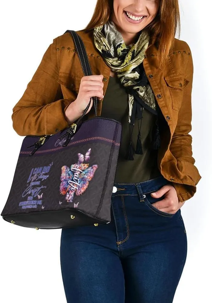 Personalized Leather Tote Bag – Custom Name Handbag for Women, Mother's Day, Birthday & Christmas Gift, Christian Gift