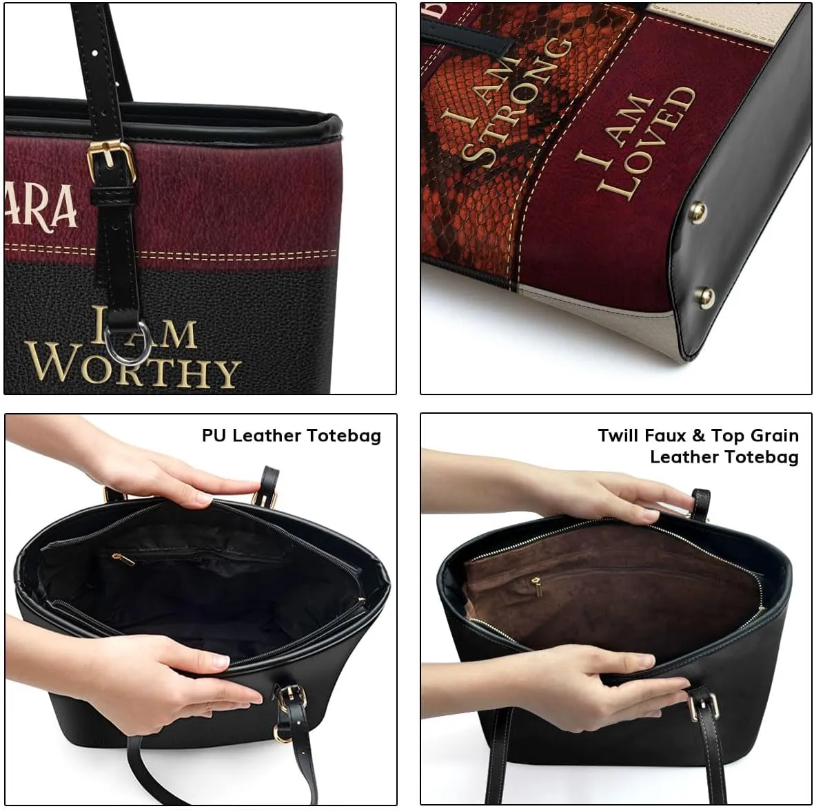 Personalized Leather Tote Bag For Women - Christmas Gifts For Women - Christian Gifts