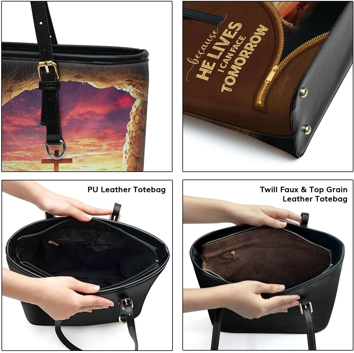 Personalized Leather Tote Bags For Women - Christmas Gifts For Women - Christian Gifts