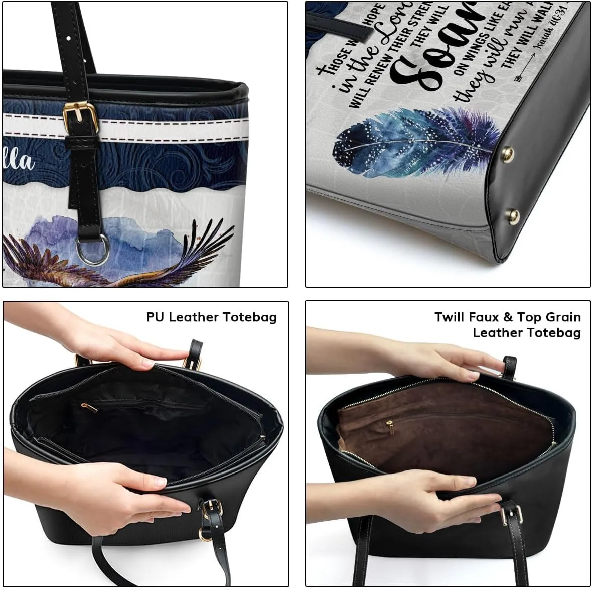 Personalized Leather Tote Bags For Women - Christmas Gifts For Women - Christian Gifts