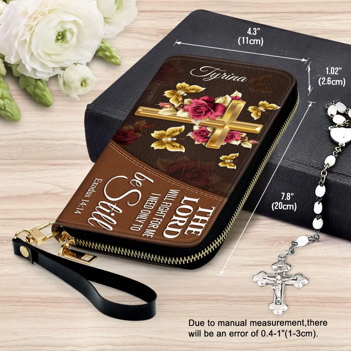 Personalized PU Leather Bible Clutch Purse - Christian Gifts For Church Ladies - Religious Wristlet Wallets - Bible Fossil Purse For Women