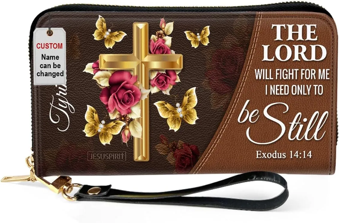 Personalized PU Leather Bible Clutch Purse - Christian Gifts For Church Ladies - Religious Wristlet Wallets - Bible Fossil Purse For Women