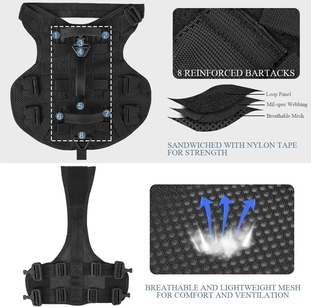 PETAC GEAR Tactical Dog Harness No Pull for Large Working Dogs Military Dogs Vest Police Service Training Dogs Molle Harnesses with Handle … …