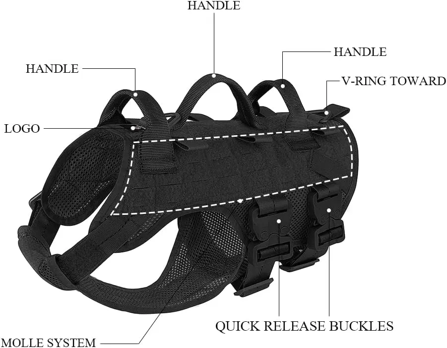 PETAC GEAR Tactical Dog Harness No Pull for Large Working Dogs Military Dogs Vest Police Service Training Dogs Molle Harnesses with Handle … …