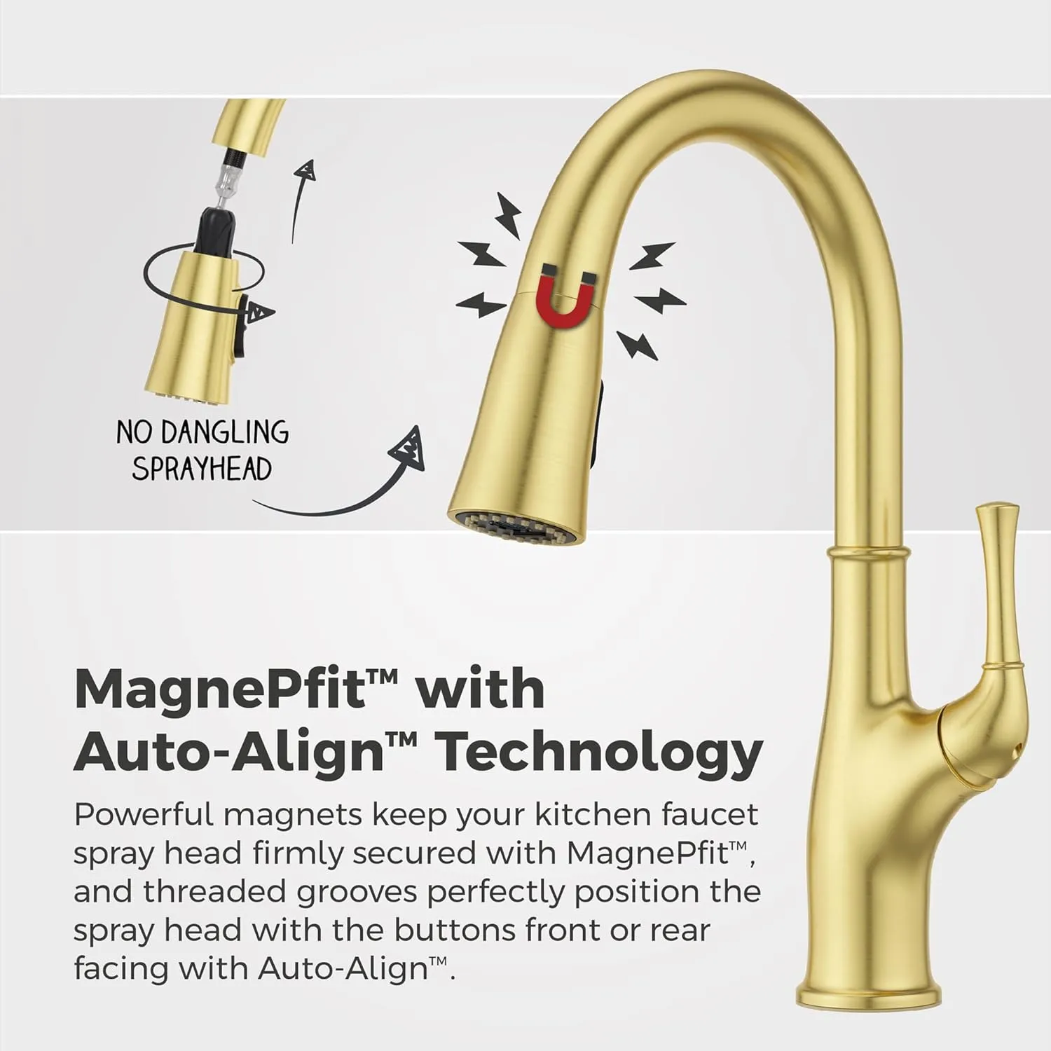 Pfister Alderwood Kitchen Faucet with Pull Down Sprayer and Soap Dispenser, Single Handle, Brushed Gold Finish, F5297AWBG