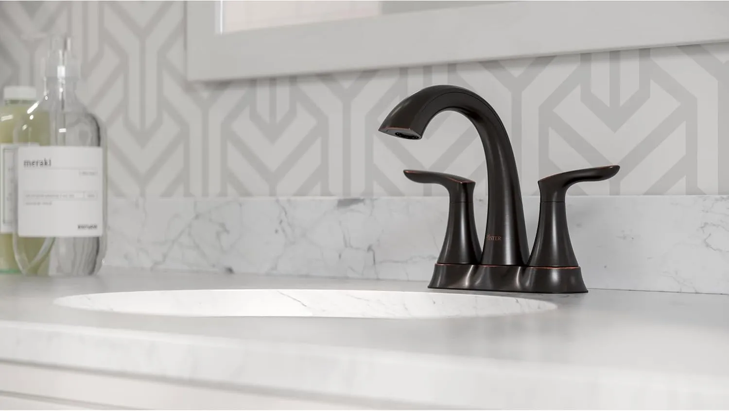 Pfister Weller Bathroom Sink Faucet, 4-Inch Centerset, 2-Handle, 3-Hole, Tuscan Bronze Finish, LG48WRPY