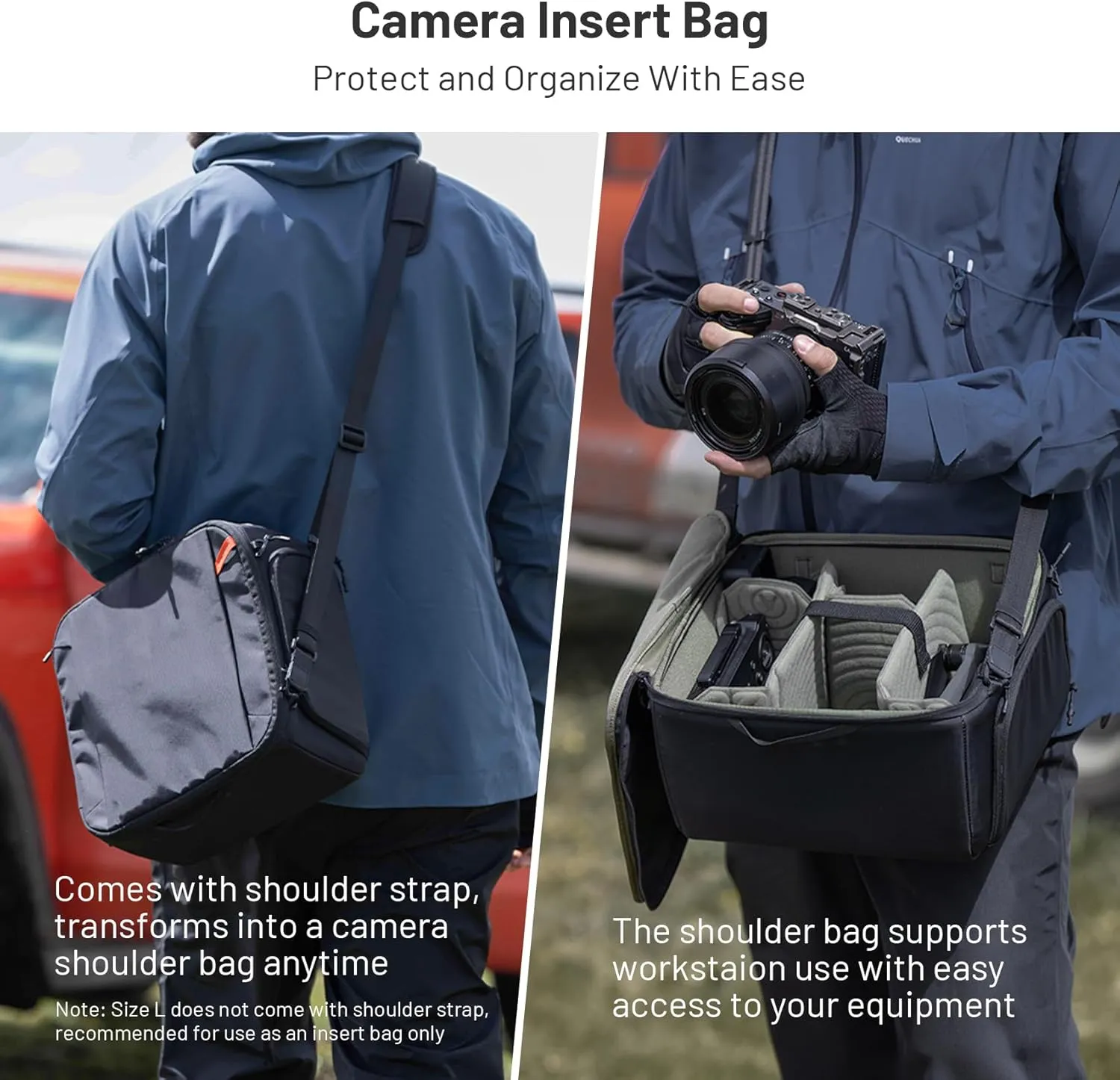 PGYTECH Small Camera Insert Bag, Waterproof Lens Pouch for Photographers and Traveler, Lightweight DSLR/SLR Lens Carring Case with Thicken Partition for Canon/Nikon/Sony/Mirrorless Cameras
