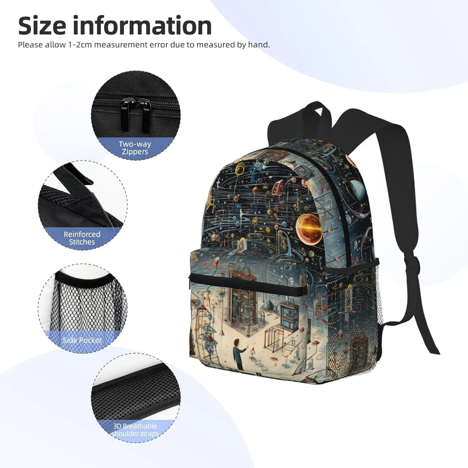 Physics Print Fashion Backpack,Casual Daypack Backpacks For Men Women, Laptop Bag Travel Hiking Camping