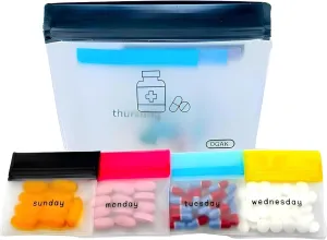 Pill Pouch Organizer with Pill Cutter, Reusable Pill Pouches for Medicine, Pill Bags for Travel, Color-Coded and Labeled Silicone Pill Pouch, Mini Daily Pill Bag, Compact Daily Vitamin Pouch (7 Day)