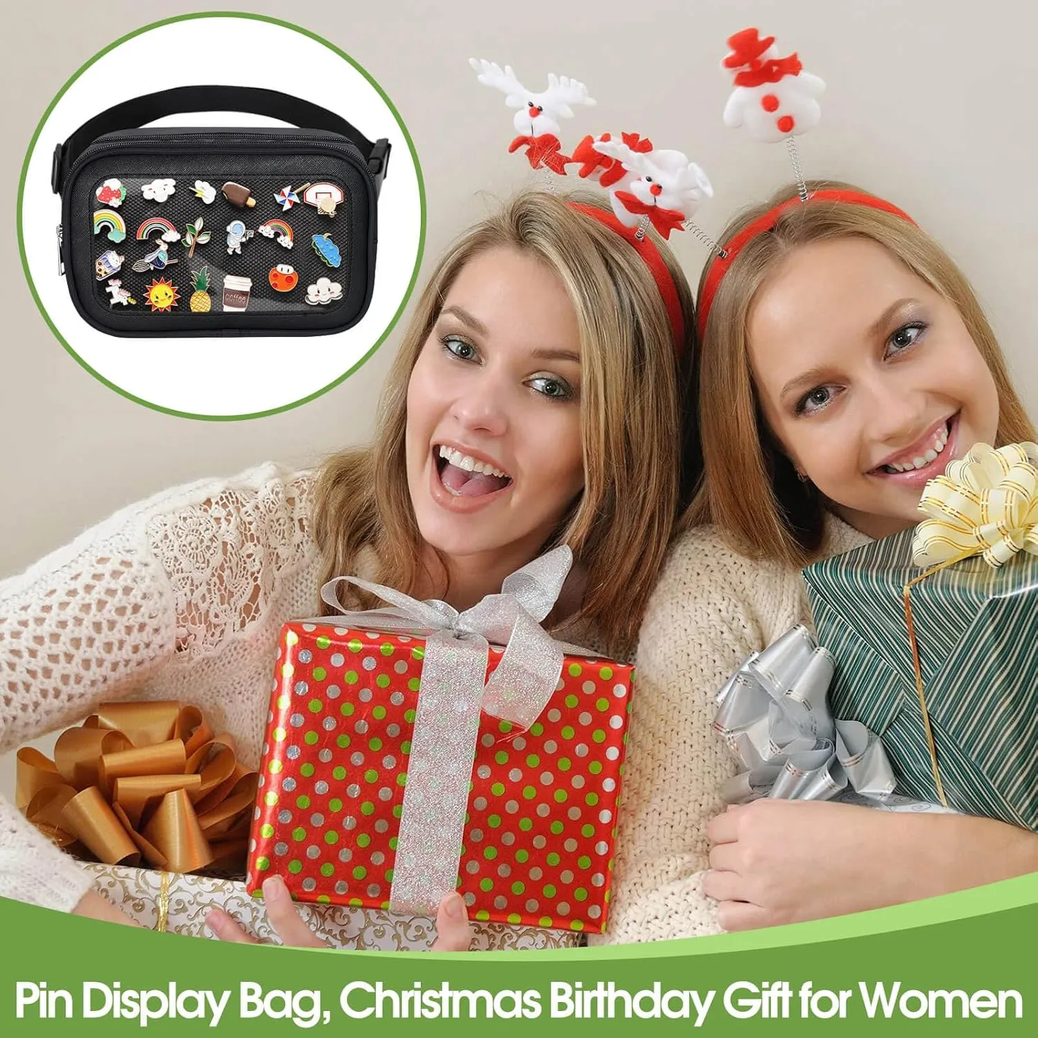 Pin Bag Fanny Pack, Ita Bag Storage Pins Crossbody Belt Bags for Women Girls Gifts, Black Display Bags for Sports Memorial Travel Brooches(No Pins Included)