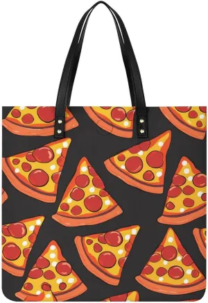 Pizza Slice Tote Bag for Women PU Leather Purses Handbags Shoulder Bag for Top Handle