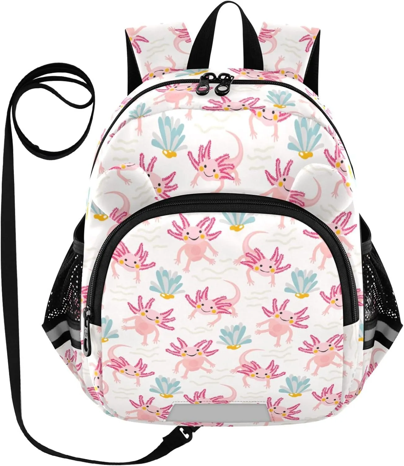 Plaaee Axolotl Seamless Pattern Toddler Backpack Harness Leash Kids Back Pack Harnesses Leashes Tether for Boys Girls Outdoor Travel M