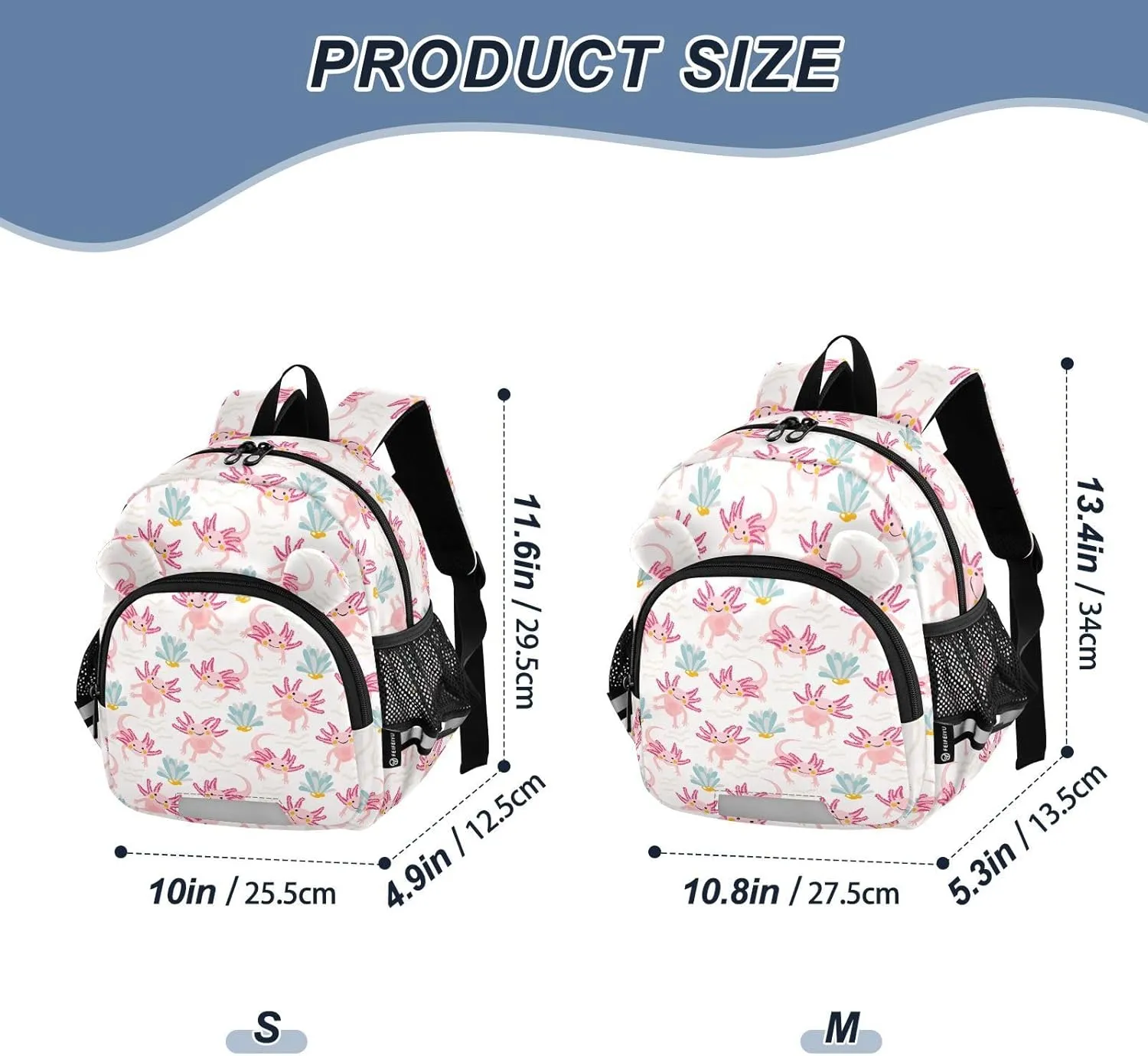 Plaaee Axolotl Seamless Pattern Toddler Backpack Harness Leash Kids Back Pack Harnesses Leashes Tether for Boys Girls Outdoor Travel M