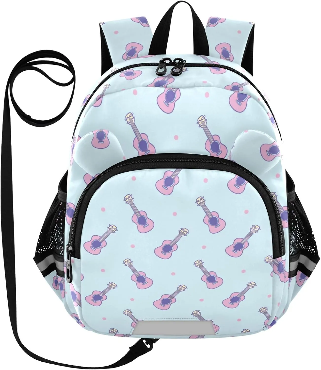 Plaaee Guitars on A Light Blue Toddler Backpack Harness Leash Kids Back Pack Harnesses Leashes Tether for Boys Girls Outdoor Travel M