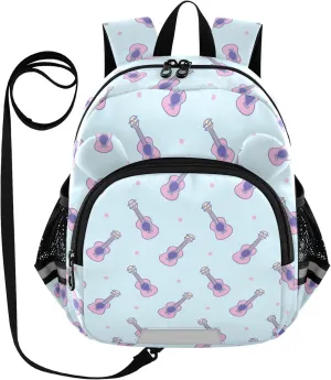 Plaaee Guitars on A Light Blue Toddler Backpack Harness Leash Kids Back Pack Harnesses Leashes Tether for Boys Girls Outdoor Travel M