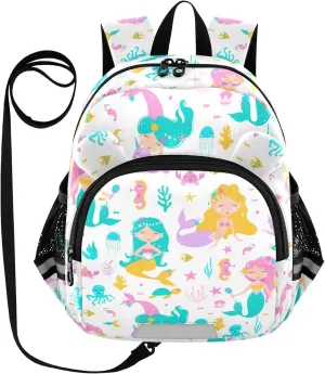 Plaaee Mermaid Seashells Toddler Backpack Harness Leash Kids Back Pack Harnesses Leashes Tether for Boys Girls Outdoor Travel S