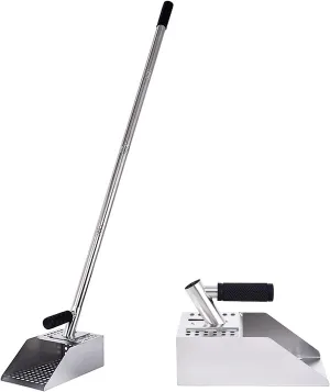 plplaaoo Stainless Steel Beach Scoop Metal Detecting Shovel Extra Long Handle Detachable Design for Underwater Treasure and Beach Cleaning