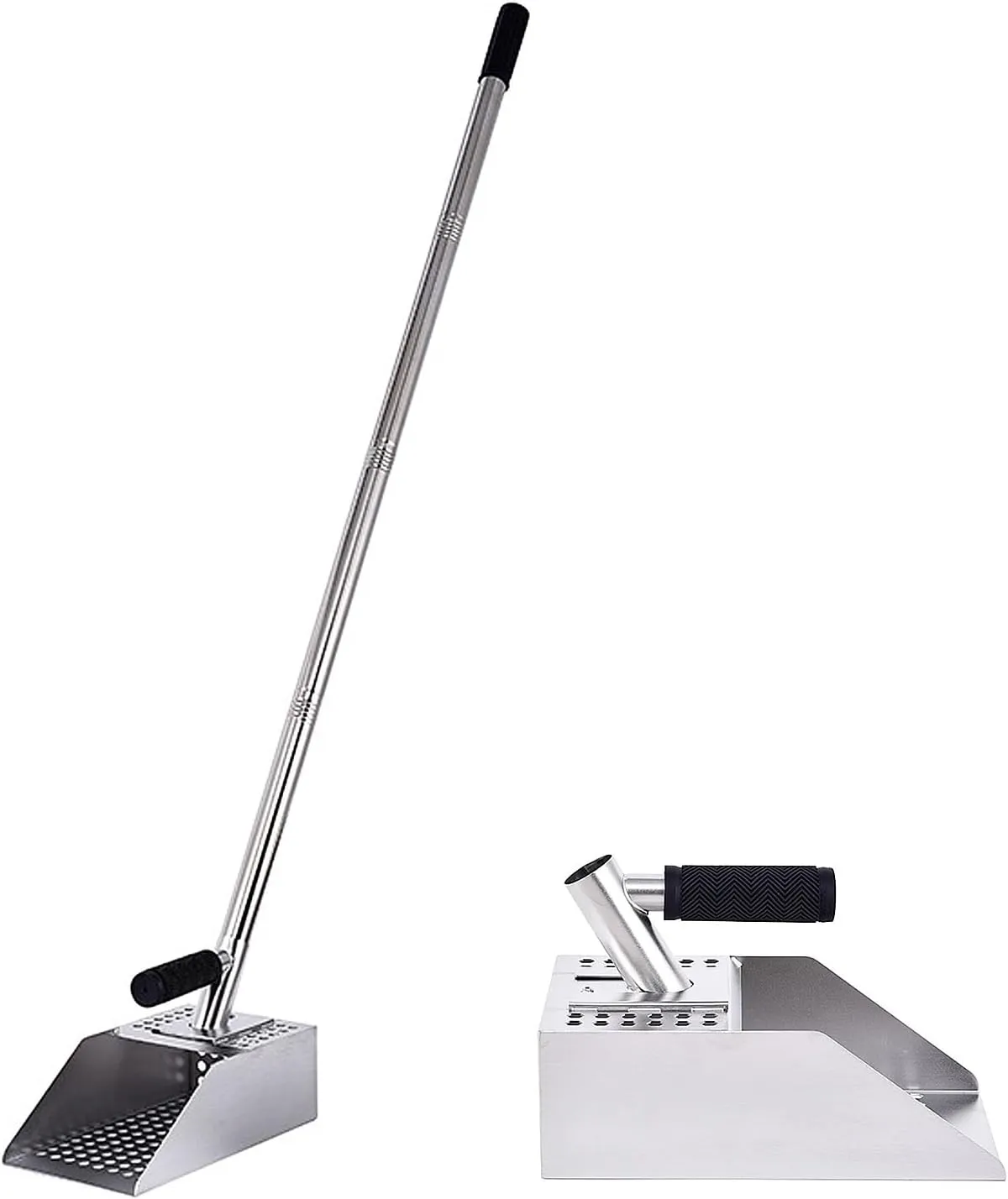 plplaaoo Stainless Steel Beach Scoop Metal Detecting Shovel Extra Long Handle Detachable Design for Underwater Treasure and Beach Cleaning