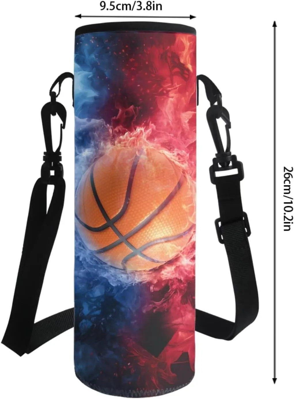 Poceacles School Bag Set, 4 Pieces with Pencil Case, Large Capacity Backpack, Lunch Bag, Bottle Carrier, Lightweight Comfortable Rucksack with Padded Shoulder Straps, Basketball Flame Blue Red