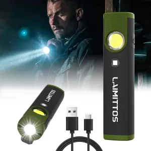 Pocket Mini Flashlight, Clip On Flashlight, Bright Rechargeable Magnetic Work Light Led & UV Work Light for Car Repairing Tool Gifts for Men, Green