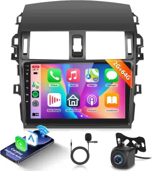 Podofo 2G 64G Radio for Toyota Corolla 2009-2013 Car Stereo with Wireless Carplay Android Auto MirrorLink 9inch 1080P HD IPS Touch Screen 5.0 Bluetooth FM RDS GPS 28UIs WiFi AHD Backup Camera