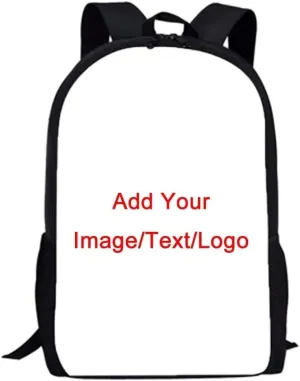 POLERO Custom Backpack Back to School Gift Bookbag Lightweight 17 Inch Daypack Rucksack Personalized Print with Photo/Text/Logo Schoolbags for Kids Teens Adults