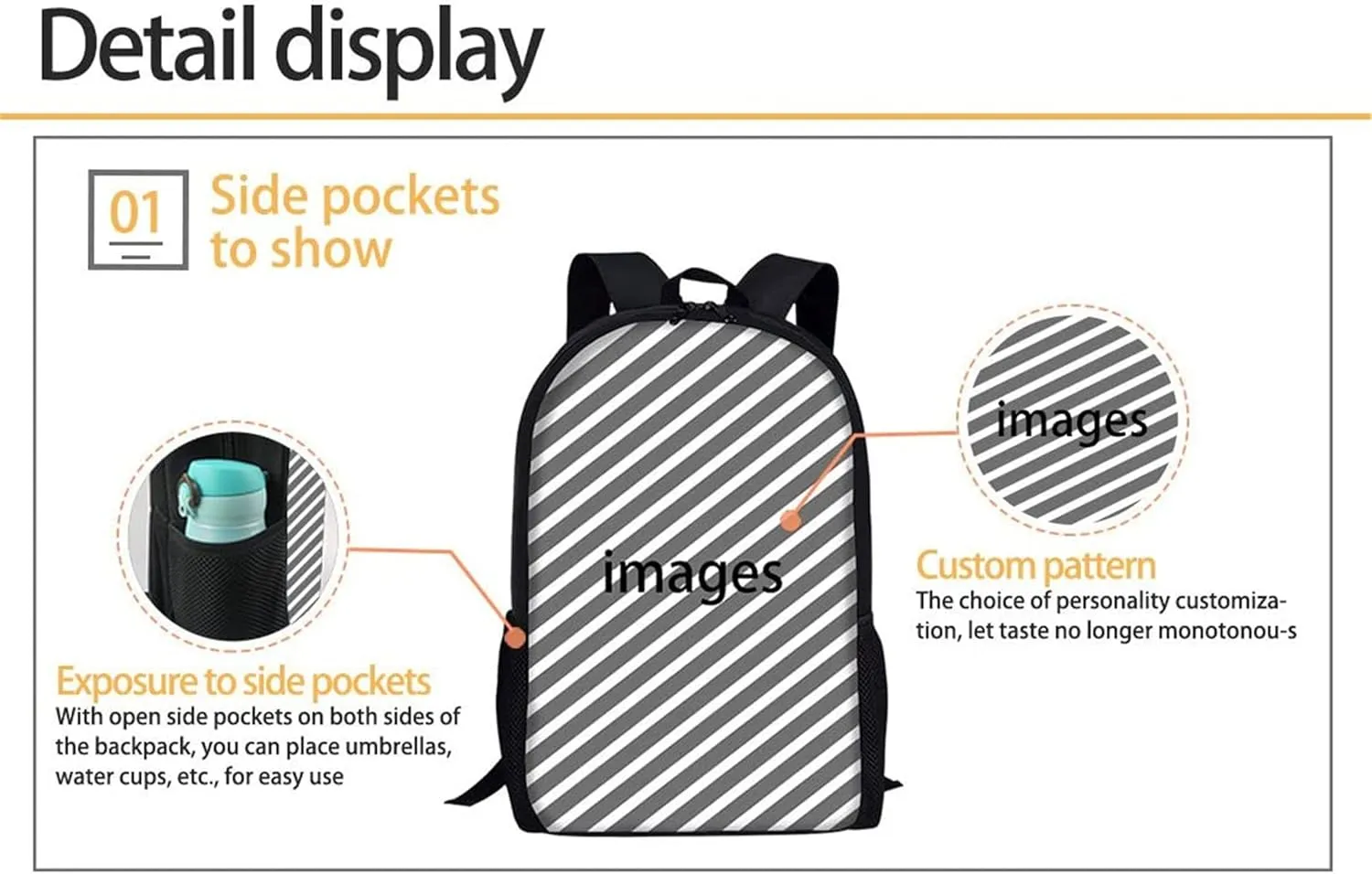 POLERO Custom Backpack Back to School Gift Bookbag Lightweight 17 Inch Daypack Rucksack Personalized Print with Photo/Text/Logo Schoolbags for Kids Teens Adults