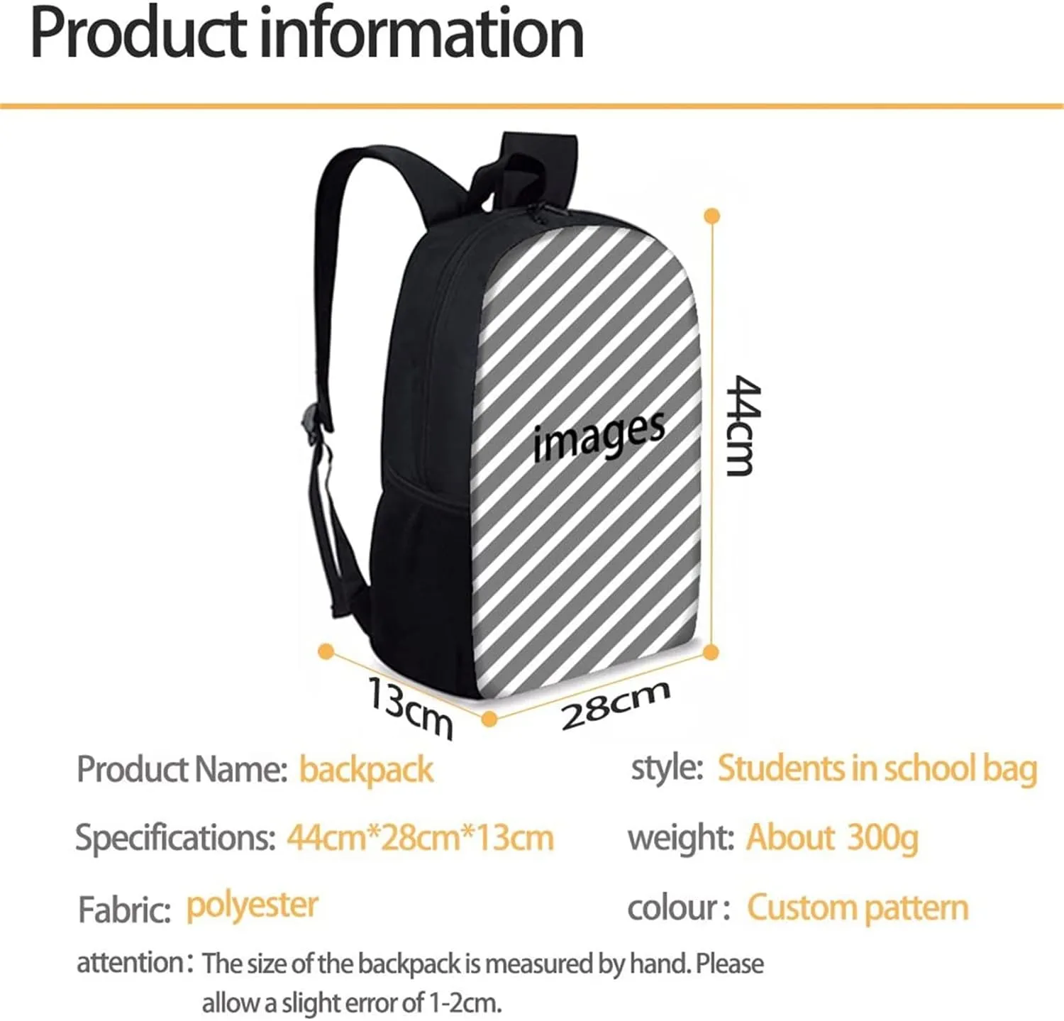 POLERO Custom Backpack Back to School Gift Bookbag Lightweight 17 Inch Daypack Rucksack Personalized Print with Photo/Text/Logo Schoolbags for Kids Teens Adults