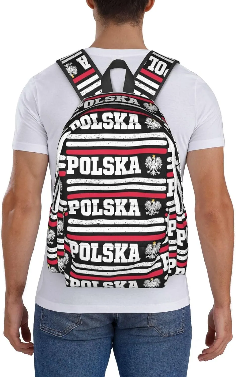 Polish Flag Poland Polska Eagle Laptop Backpack Shoulder Bag Laptop Pack Travel Backpacks Commuter Back Pack Casual Daypack Bags With Side Pockets