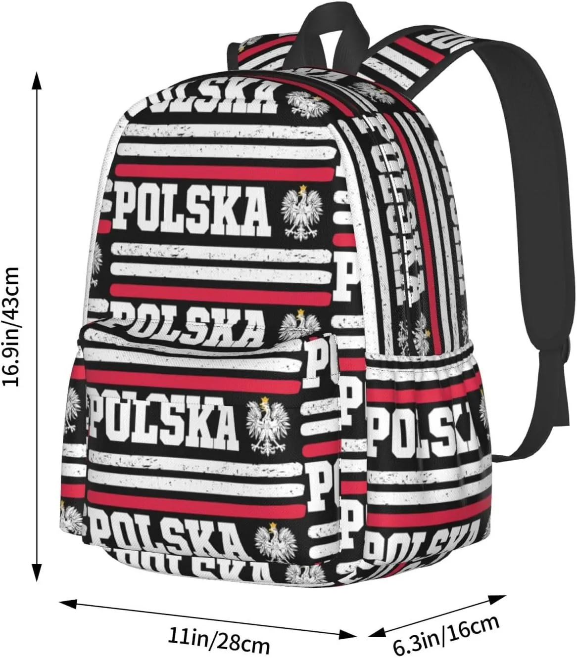 Polish Flag Poland Polska Eagle Laptop Backpack Shoulder Bag Laptop Pack Travel Backpacks Commuter Back Pack Casual Daypack Bags With Side Pockets