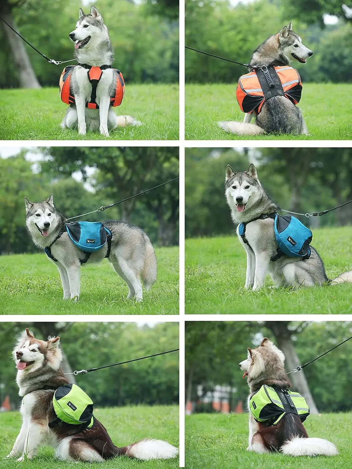 Polyester Dog Saddlebags Pack Hound Travel Camping Hiking Backpack Saddle Bag for Small Medium Large Dogs (Blue,L)