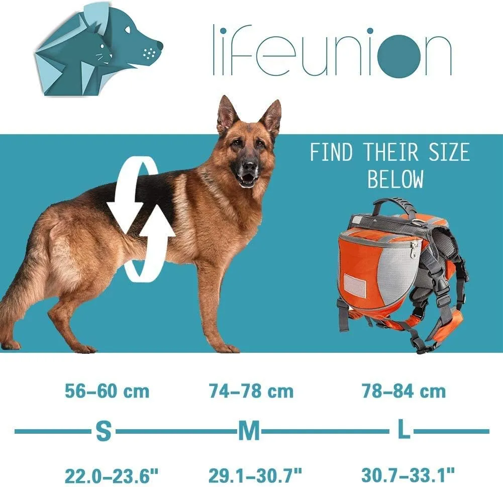 Polyester Dog Saddlebags Pack Hound Travel Camping Hiking Backpack Saddle Bag for Small Medium Large Dogs (Blue,M)