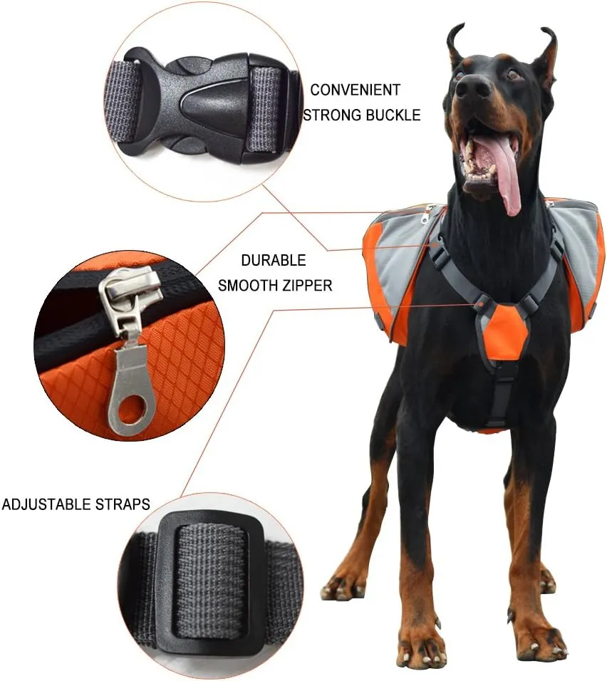 Polyester Dog Saddlebags Pack Hound Travel Camping Hiking Backpack Saddle Bag for Small Medium Large Dogs (Blue,M)