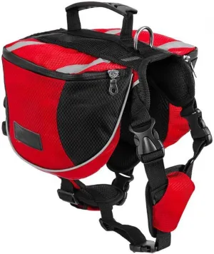Polyester Dog Saddlebags Pack Hound Travel Camping Hiking Backpack Saddle Bag for Small Medium Large Dogs (Red,M)