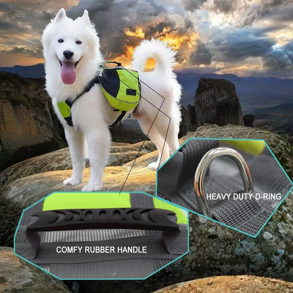 Polyester Dog Saddlebags Pack Hound Travel Camping Hiking Backpack Saddle Bag for Small Medium Large Dogs (Red,M)