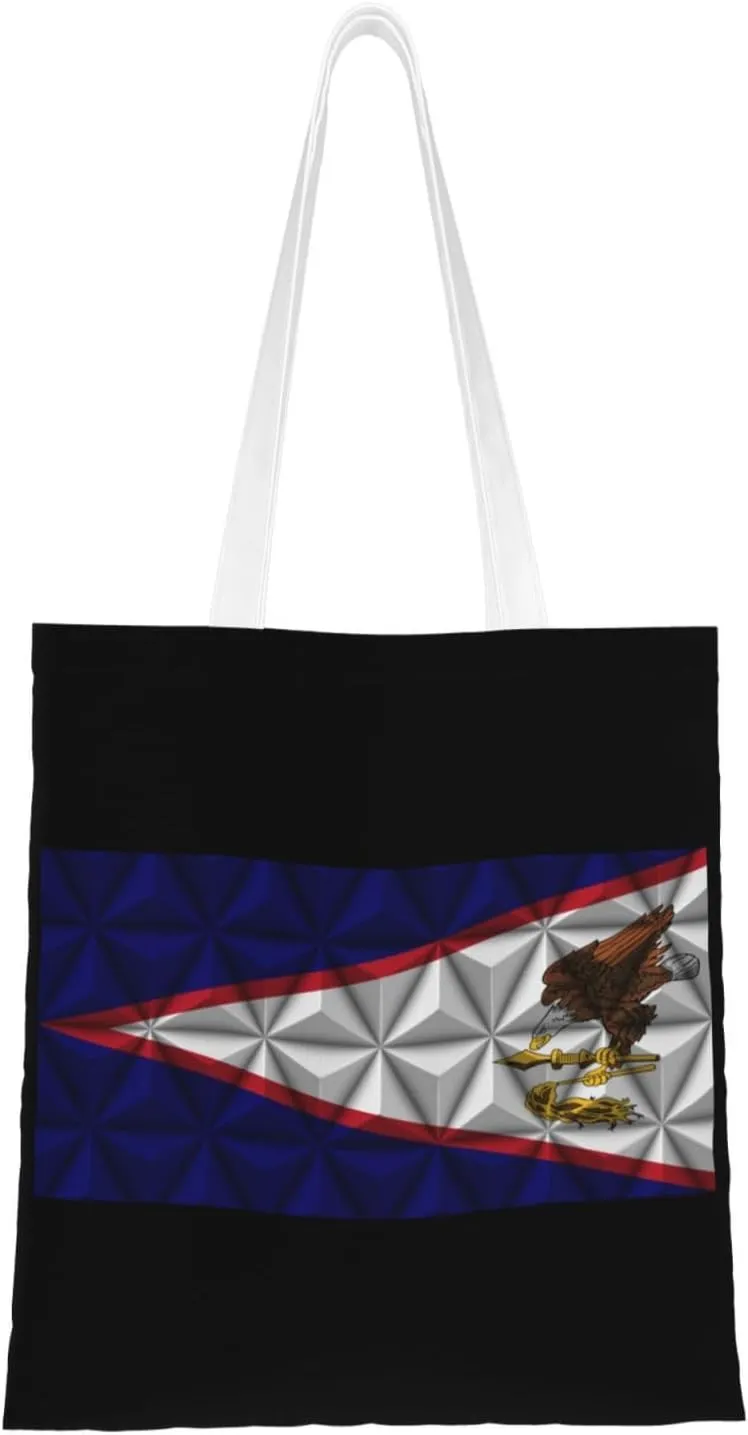 Polygon Effect of Flag of American Samoa Tote Bag for Women Canvas Shopping Bags Reusable Large Capacity Casual Shoulder Handbags Grocery Bags