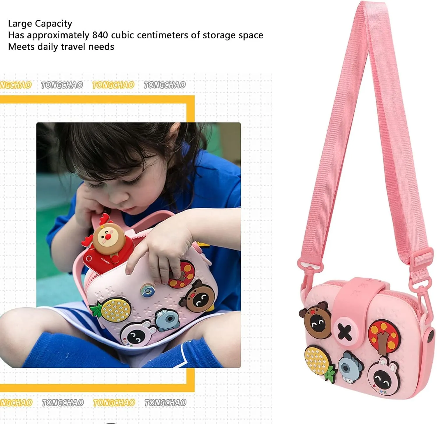 Pongnas Kids Camera Bag, Lightweight Shoulder Bag with Buffer Case for Boys and Girls for Travel ()