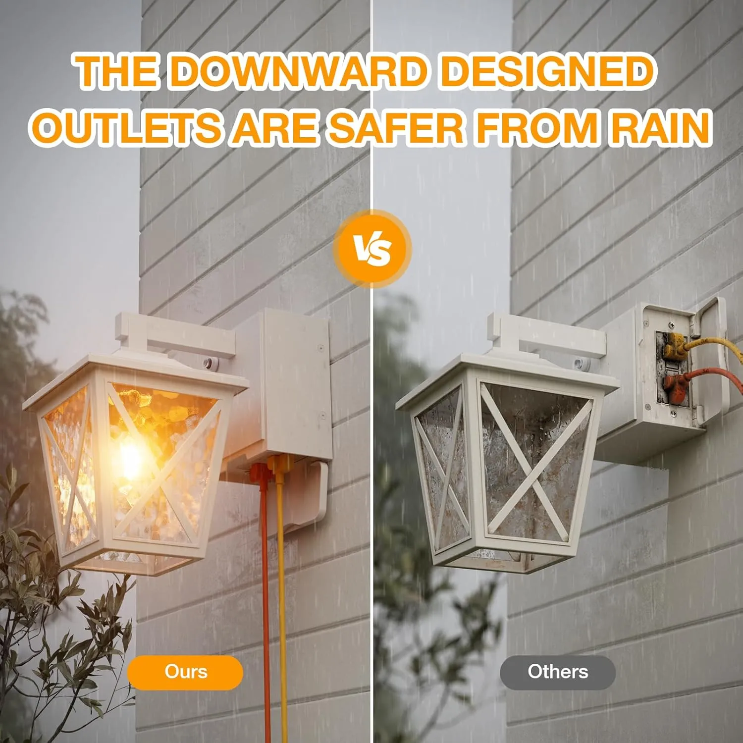 Porch Lights with Outlet, Dusk to Dawn Outdoor Light with Built-in GFCI Outlet, Waterproof Anti-Rust Lantern for Front Door (White 1 PC)