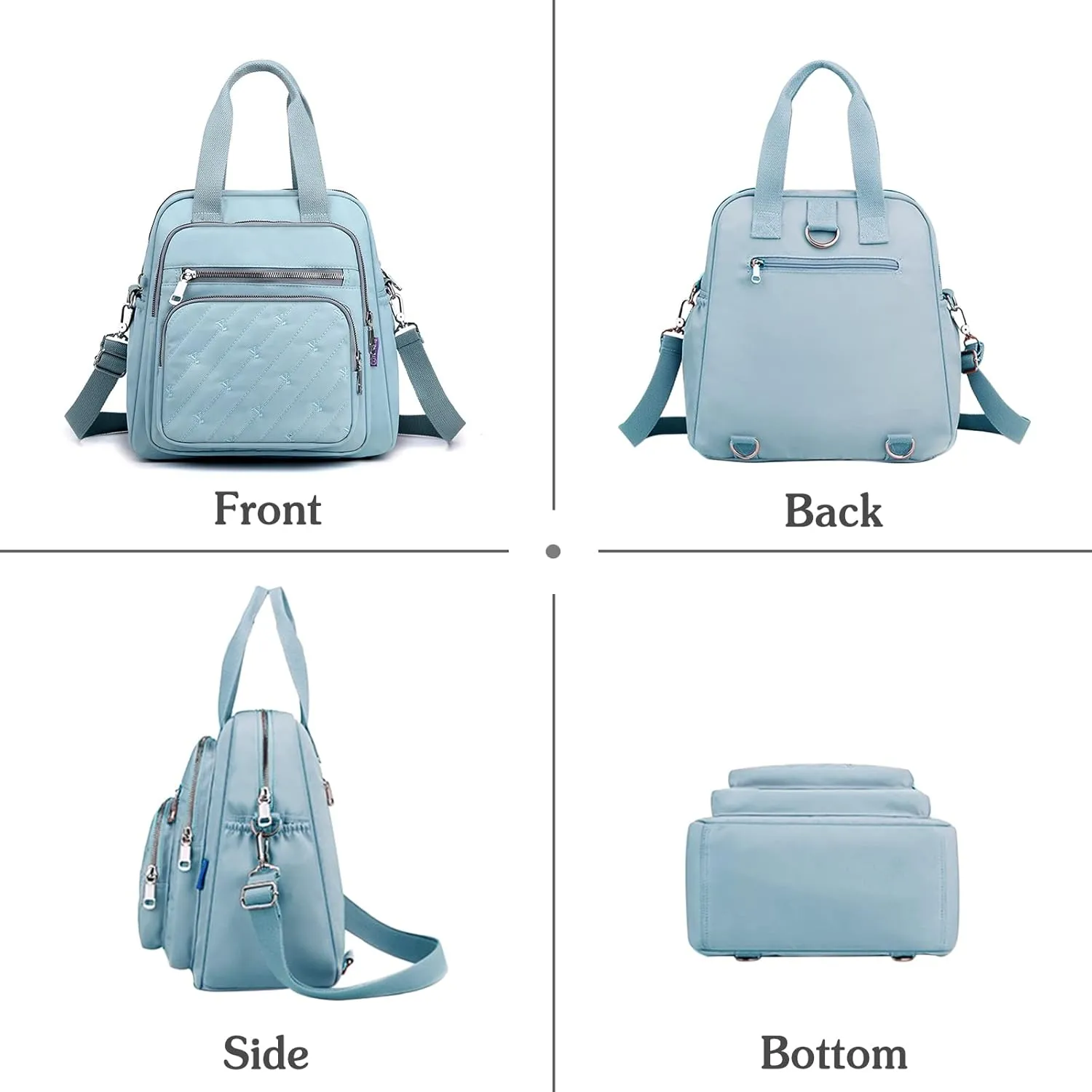PORRASSO Backpack Fashion Shoulder Bag Women Handbag Rucksack Daypack Nylon Crossbody Bag for Work Travel Daily Use Blue