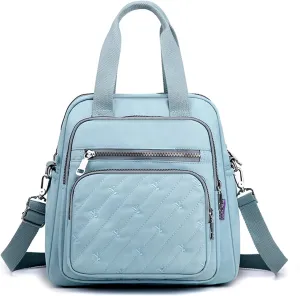 PORRASSO Backpack Fashion Shoulder Bag Women Handbag Rucksack Daypack Nylon Crossbody Bag for Work Travel Daily Use Blue