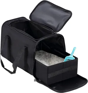 Portable Cat Litter Box Black,2In 1 Travel Litter Box,Cat Litter Box for Travel,Foldable Cat Travel Litter Box Light Weight 1