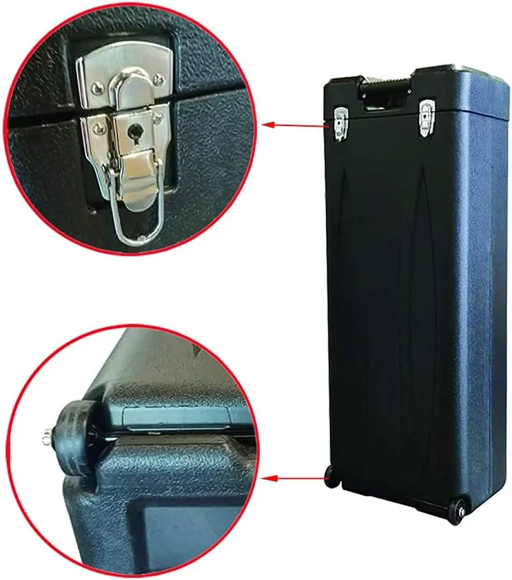 Portable Pop Up Stand Carrying Case for Trade Show with Handle and Wheels Banner Storage Case Easy Transportation Metal Locking Top for Security, black, 39½ inx17½ inx12½ in (Case #8)