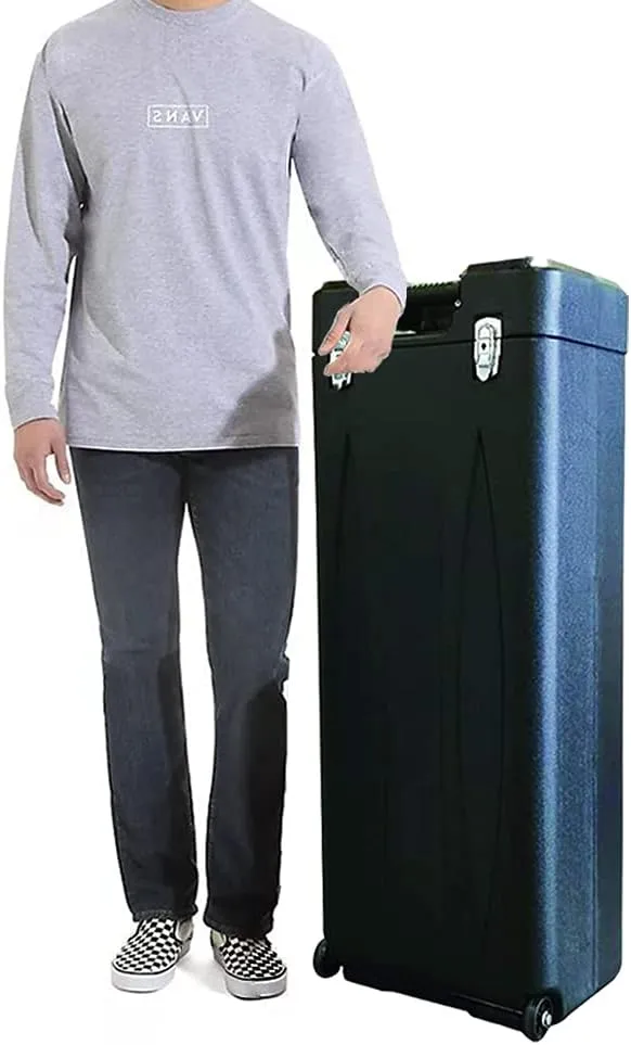 Portable Pop Up Stand Carrying Case for Trade Show with Handle and Wheels Banner Storage Case Easy Transportation Metal Locking Top for Security, black, 39½ inx17½ inx12½ in (Case #8)