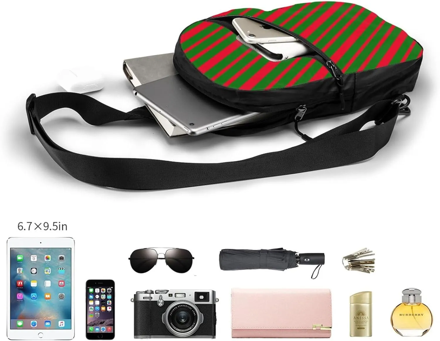 Portugal Portuguese Flag Stripe Crossbody Bag Portable Sling Bags Foldable Chest Daypack Reusable Sports Shoulder Backpack Diagonally Casual Rucksack Travel Bag