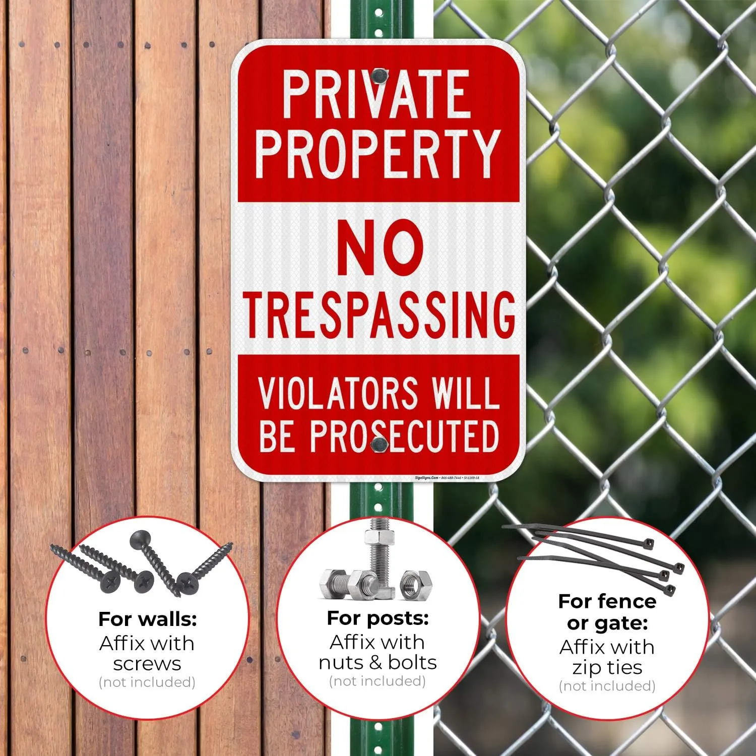 Private Property No Trespassing, Violators Prosecuted Sign, (2 Pack) 12x18 Inches, 3M EGP Reflective .063 Aluminum, Indoor/Outdoor, Made in USA