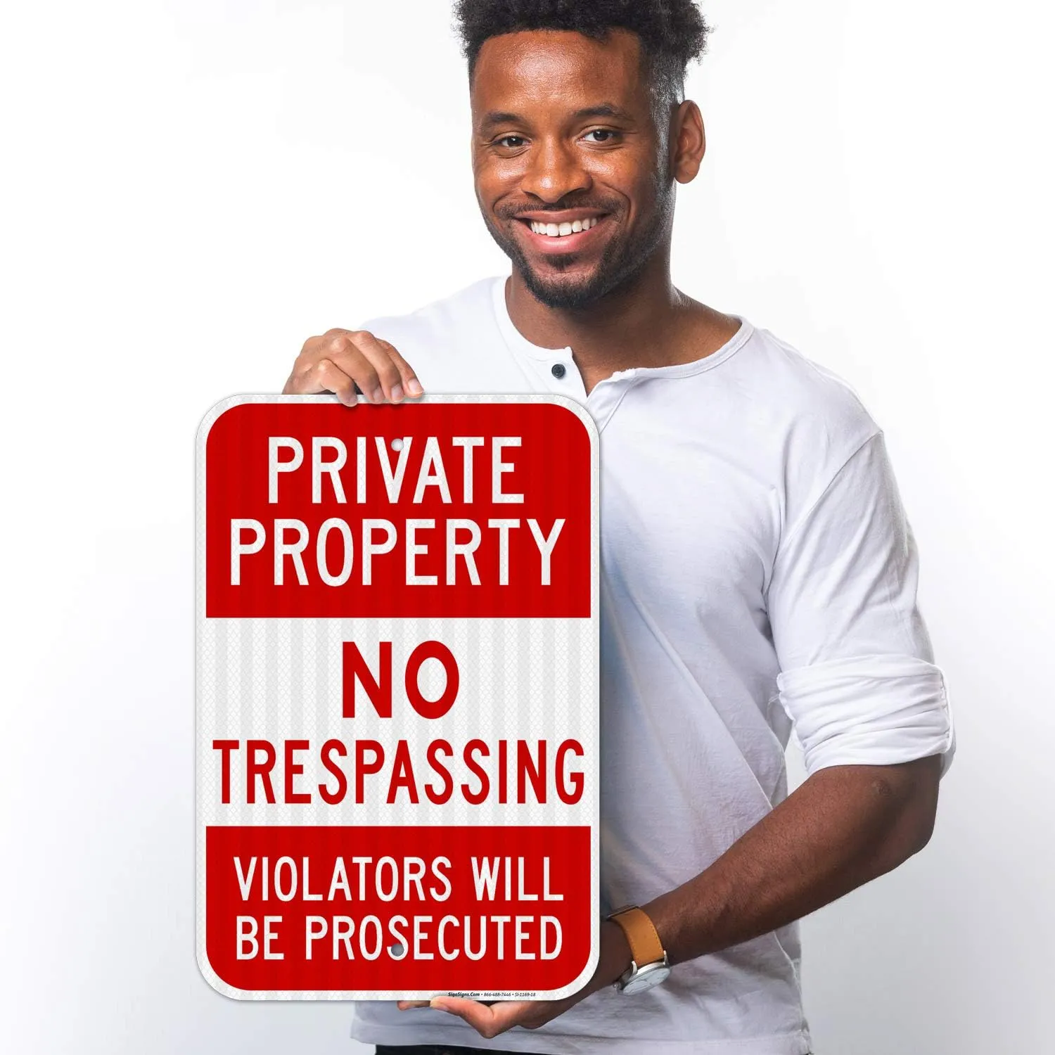 Private Property No Trespassing, Violators Prosecuted Sign, (2 Pack) 12x18 Inches, 3M EGP Reflective .063 Aluminum, Indoor/Outdoor, Made in USA