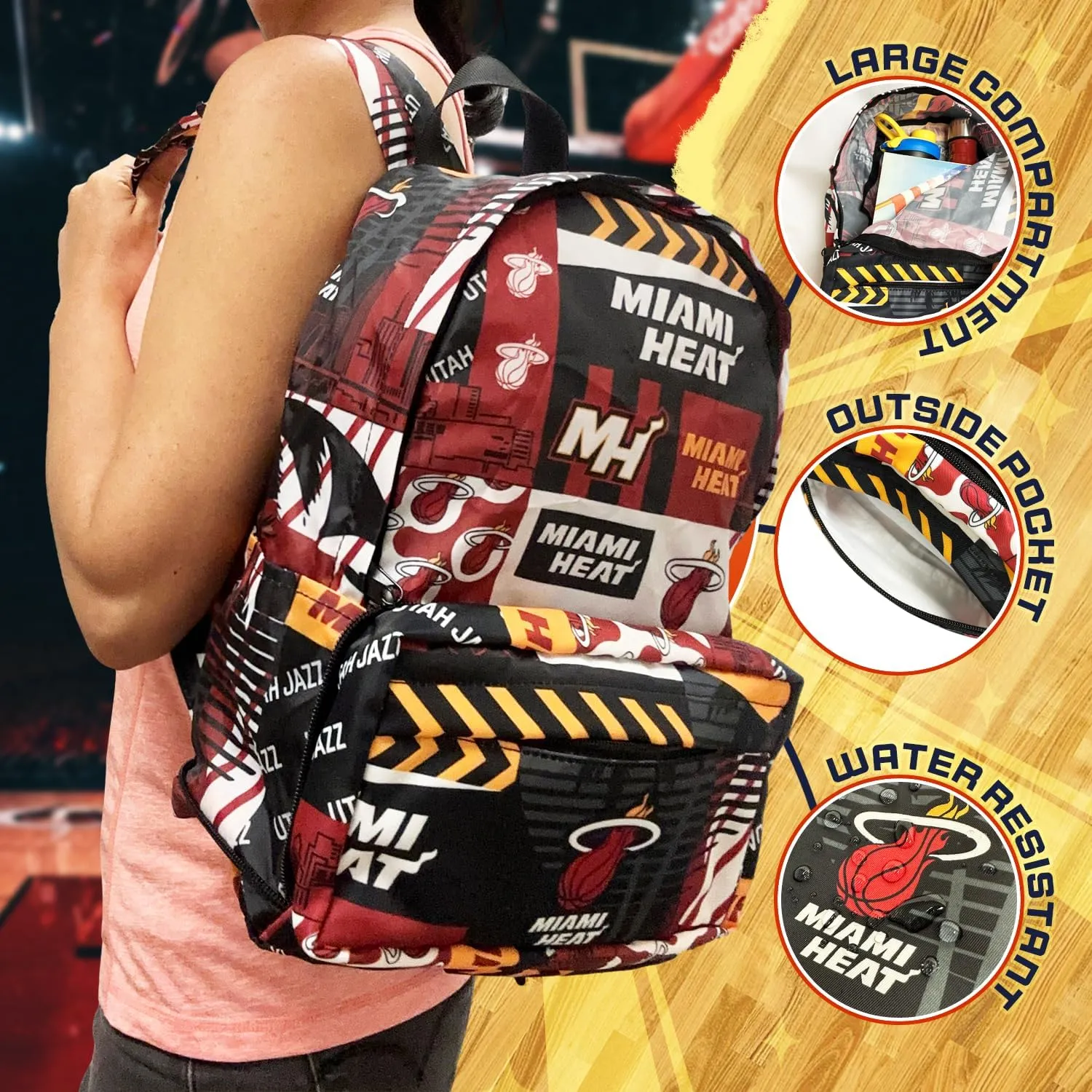 Pro Specialties Group Miami Heat Transformable 2-in-1 Mini Backpack: Convertible, Stylish, water-resistant travel belt bag.