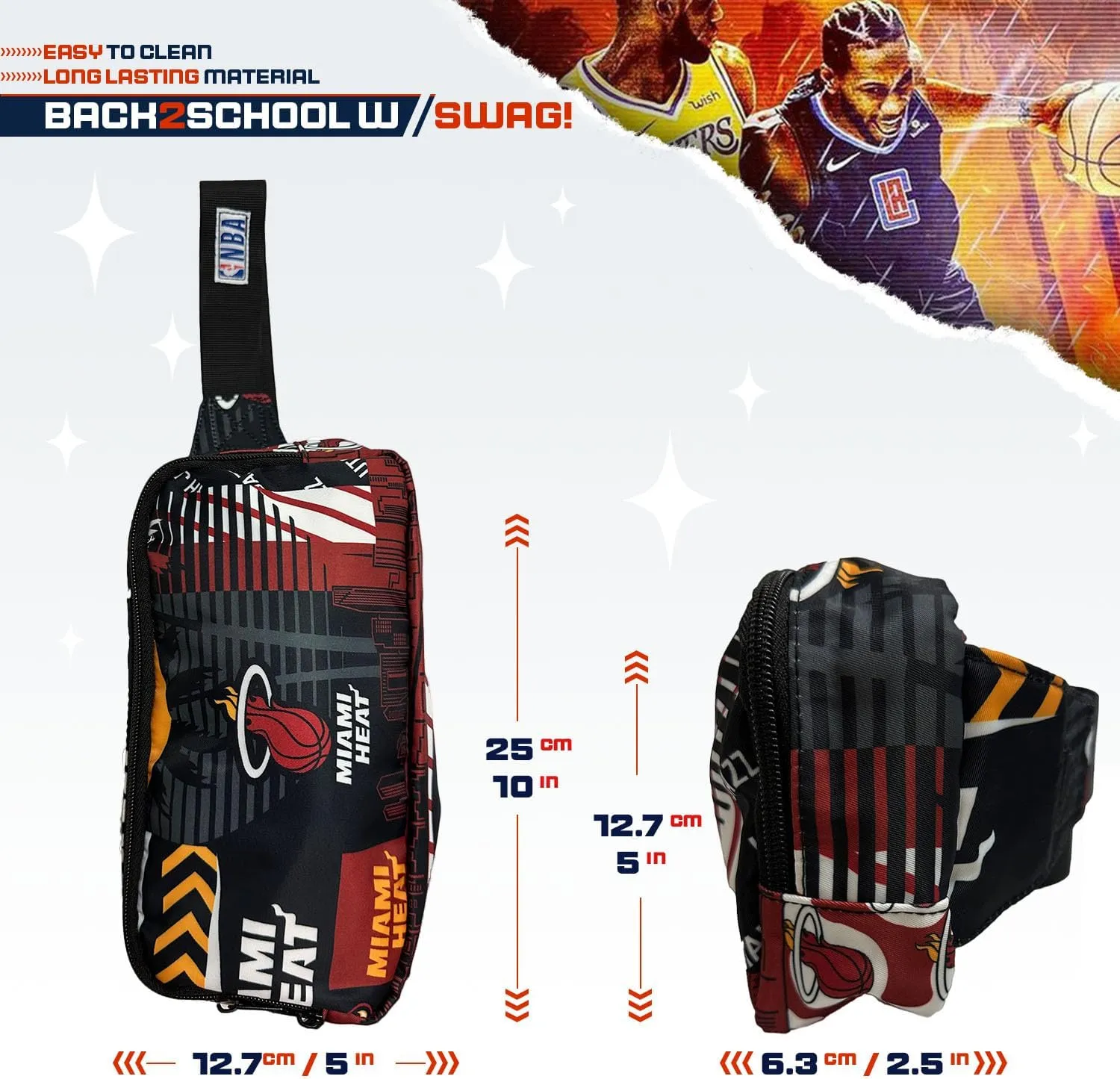 Pro Specialties Group Miami Heat Transformable 2-in-1 Mini Backpack: Convertible, Stylish, water-resistant travel belt bag.